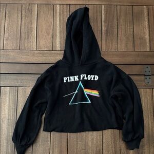 Black Pink Floyd Cropped Hoodie